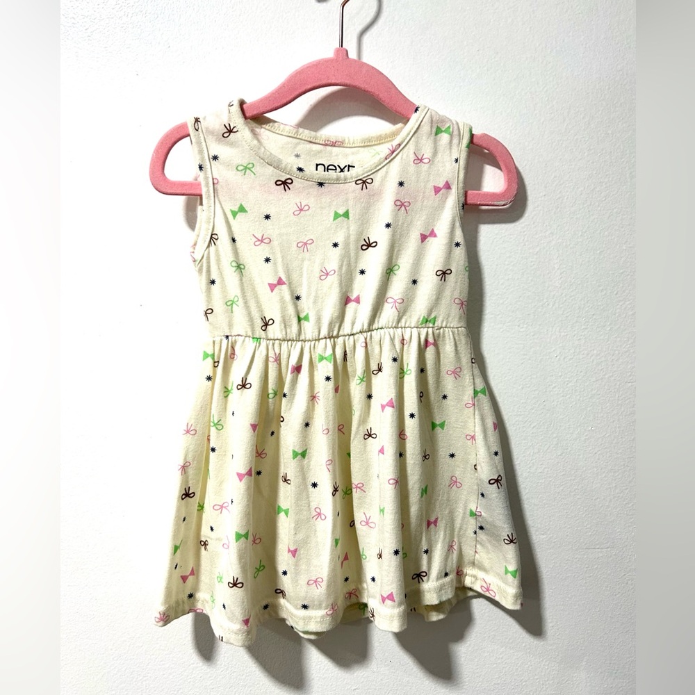 Next Cream Dress with Bow Accents